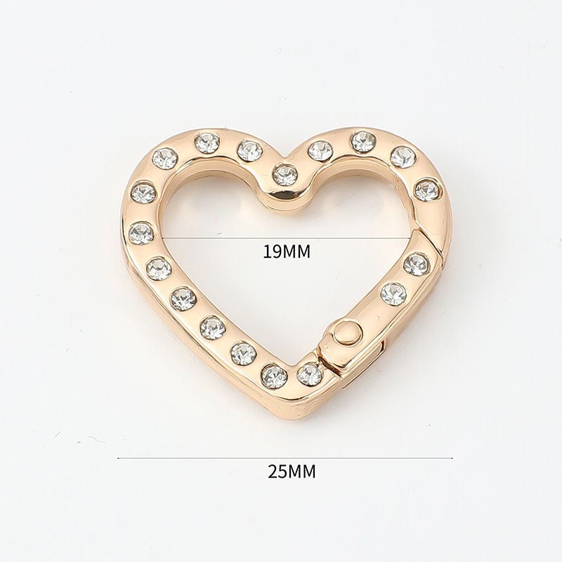 05-16 新作【P009a】カラビナ - ハートの形+ダイヤモンド, 金色/シルバー - 高品質 -パーッ