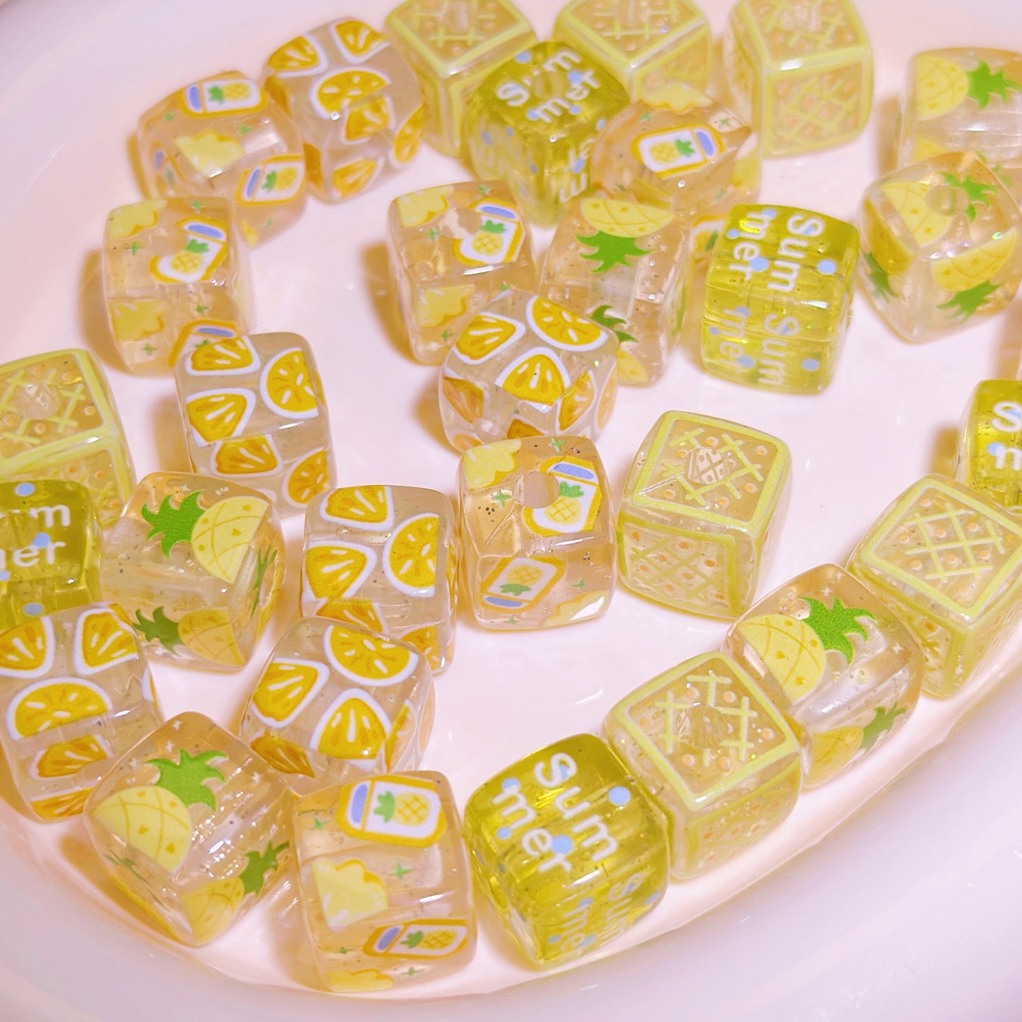 06-09 新作 - 【P0058】夏の日果物レモン10個-ビーズ