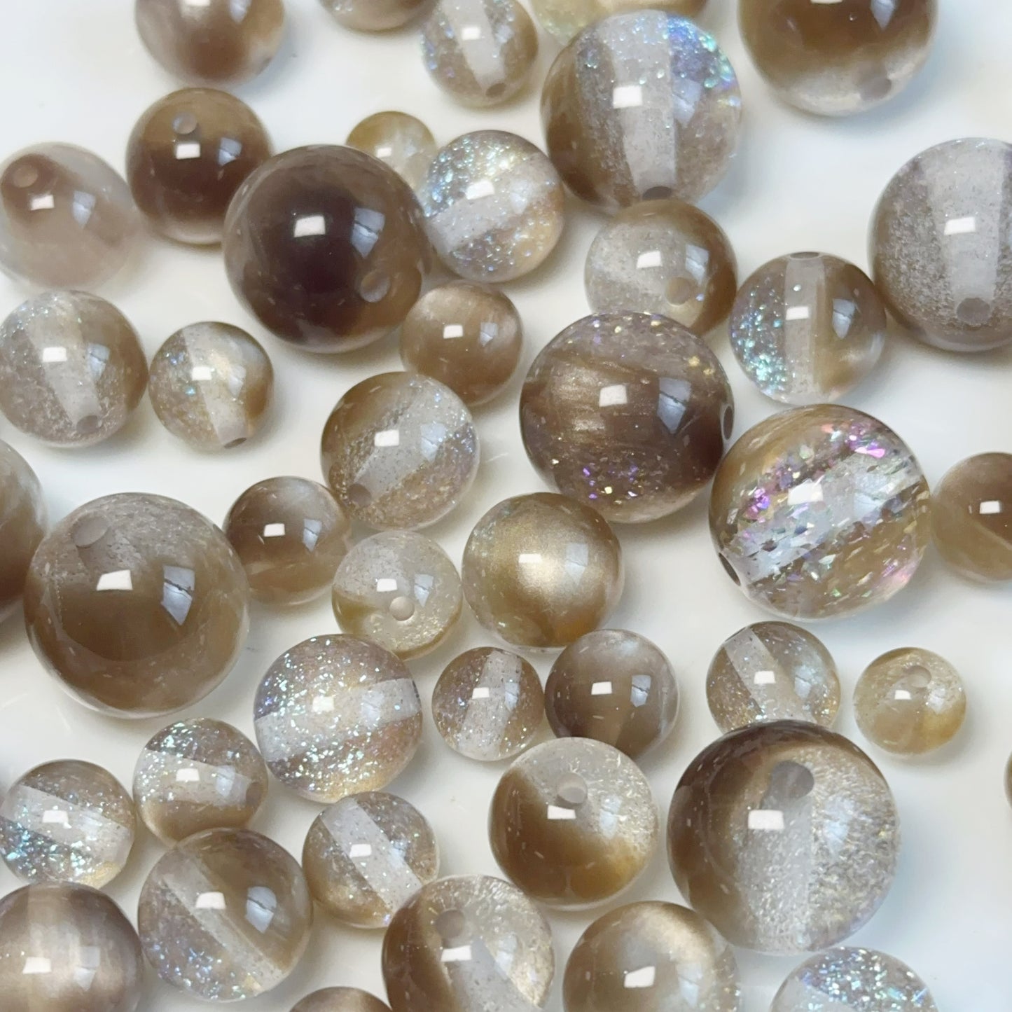 12-01 新作 - 【P0210】樹脂レジン-大きい小さなビーズ-樹脂レジンビーズ”