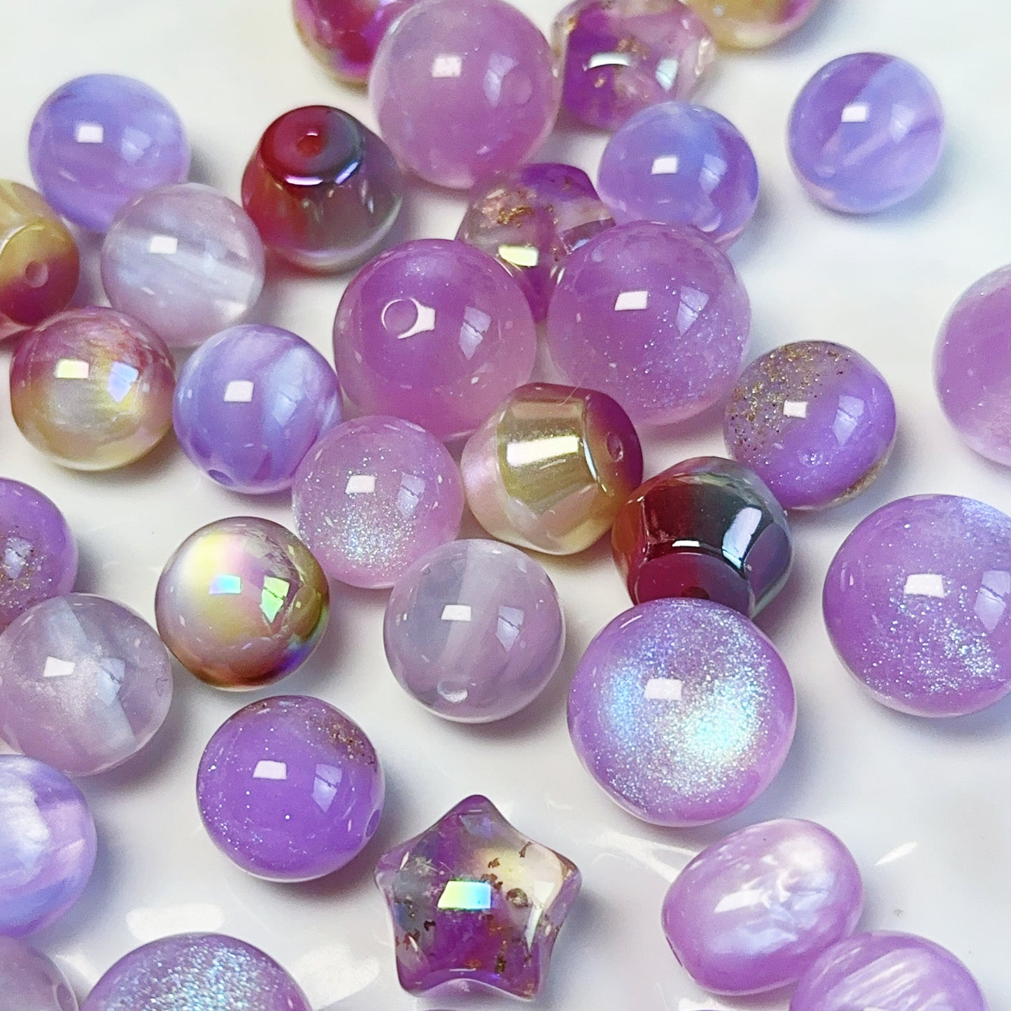 12-05 新作 - 【P0211】樹脂レジン光が変わる-大きい小さなビーズ-樹脂レジンビーズ”