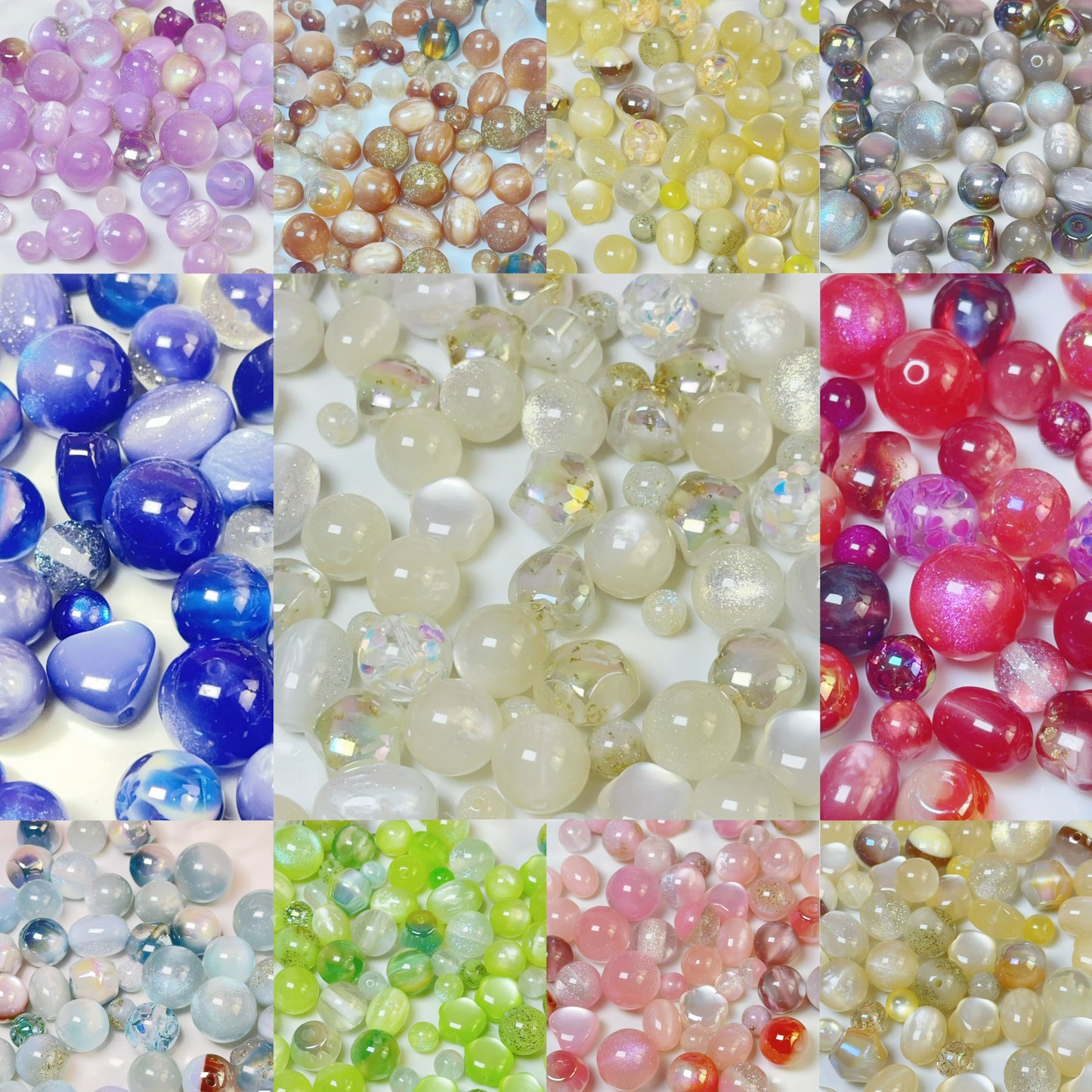 【Live開封】樹脂ビーズ一袋6-8粒一部のビーズは色変化効果の福袋&多色&多種類&配信中で開封