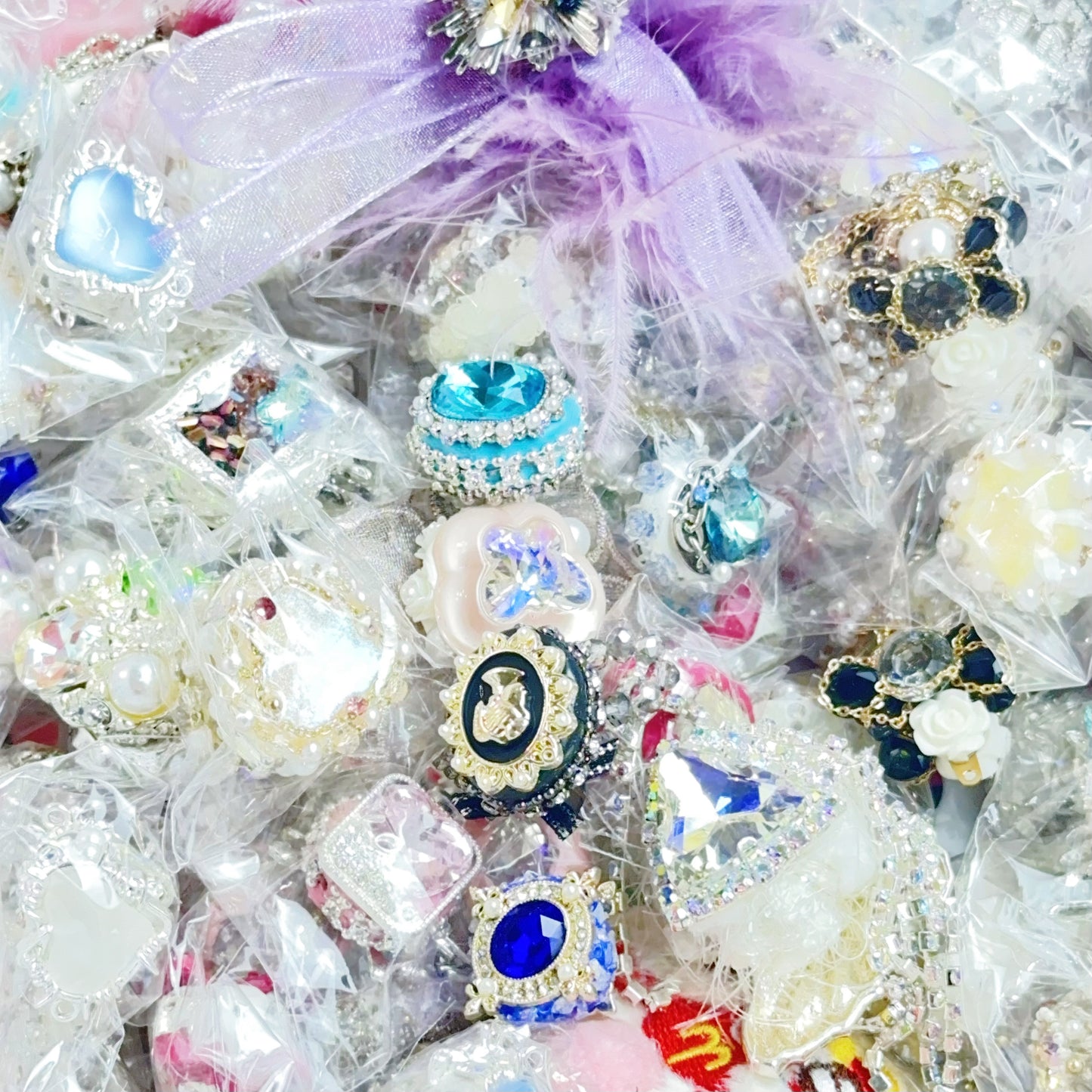 【LIVE開封】1袋1個-高品質-重工ジルコニア-パーツ-1袋1個-キラキラパーツ【願いの色+1、ペア+1】