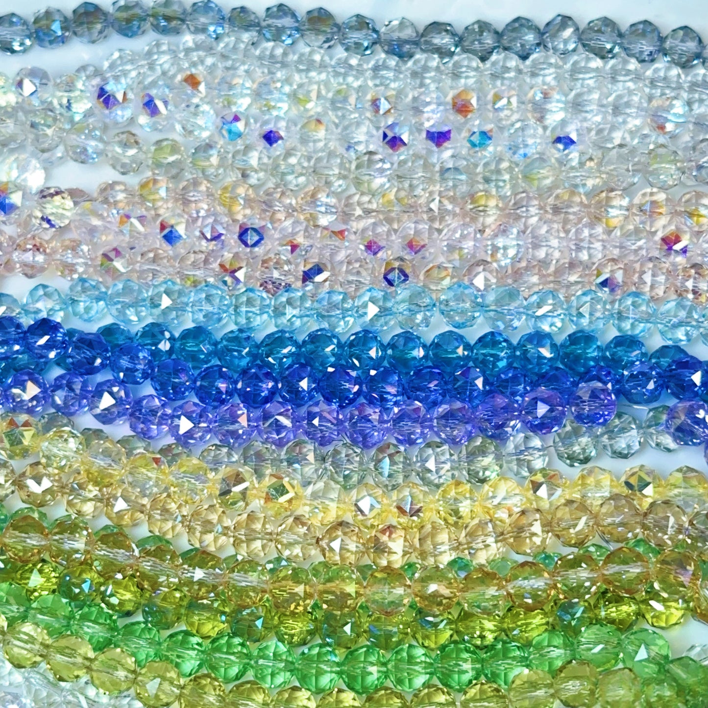 【Live開封】薄い色高品質8mm-1袋/15個-キラキラガラスビーズ