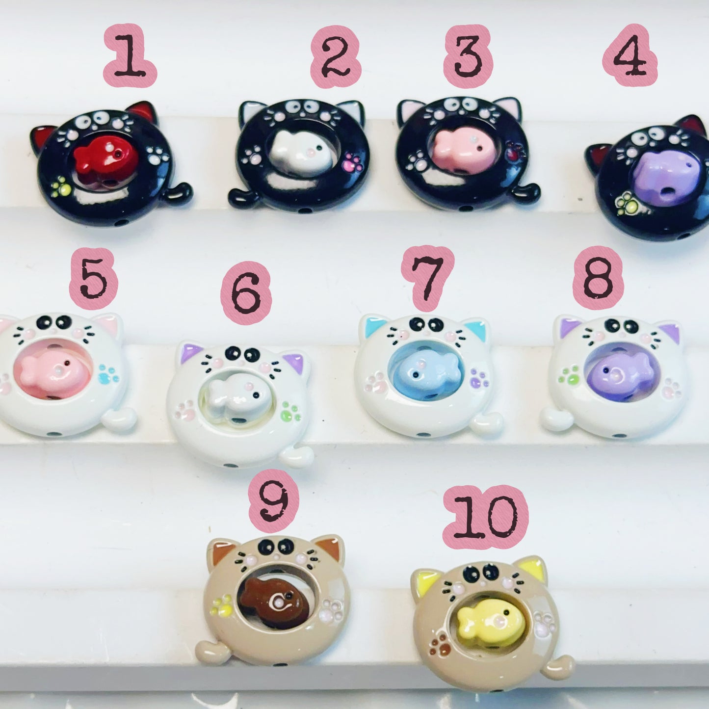 11-17 新作 - 【P0203】白い猫と魚1セット合金パーツ