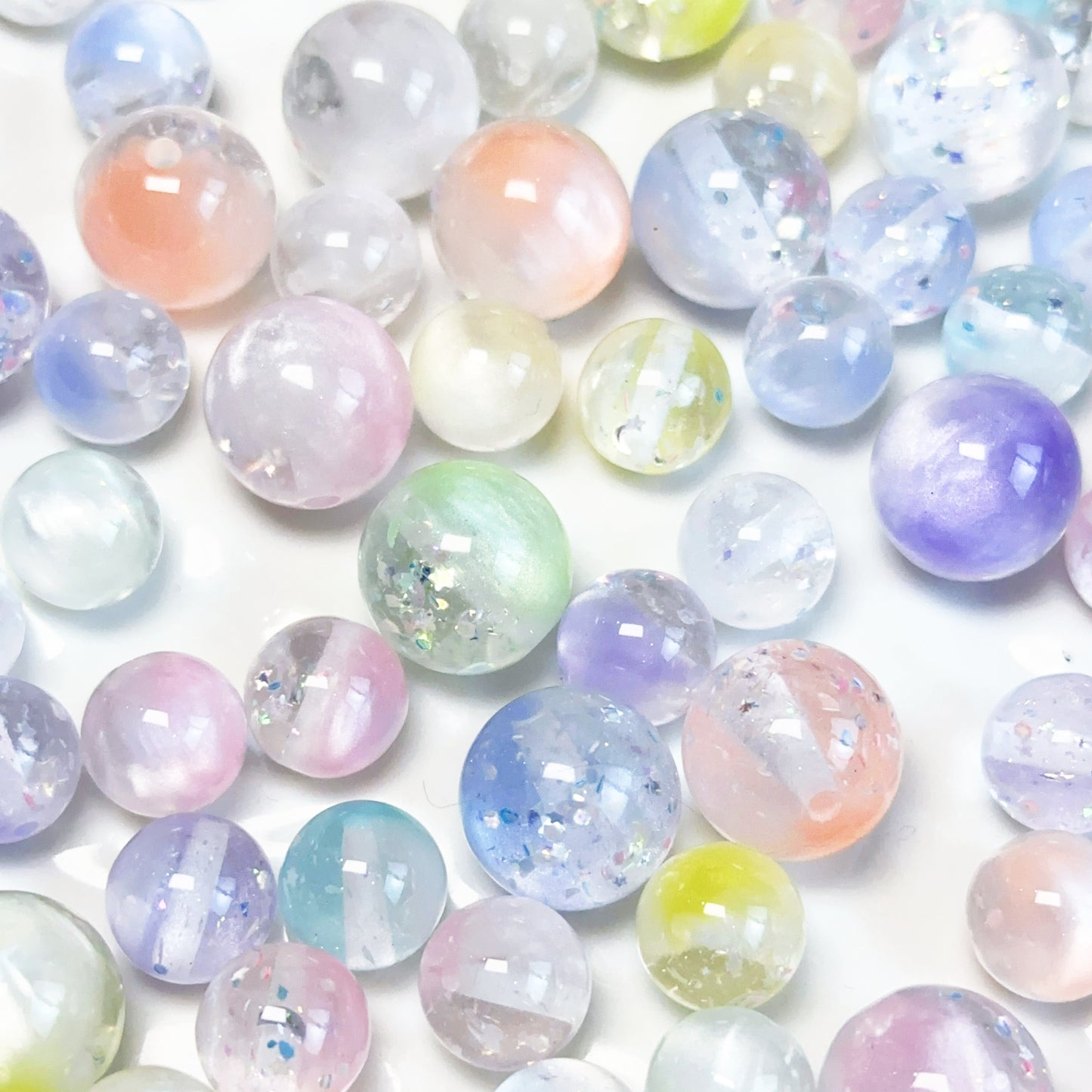 12-01 新作 - 【P0210】樹脂レジン-大きい小さなビーズ-樹脂レジンビーズ”