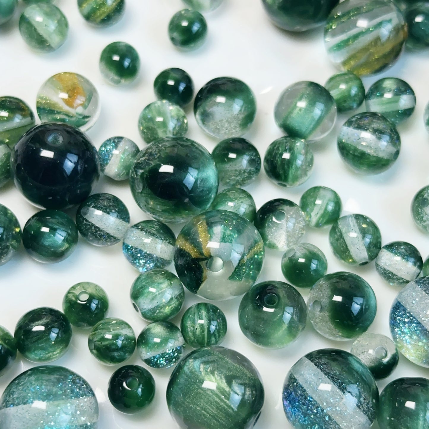 12-01 新作 - 【P0210】樹脂レジン-大きい小さなビーズ-樹脂レジンビーズ”