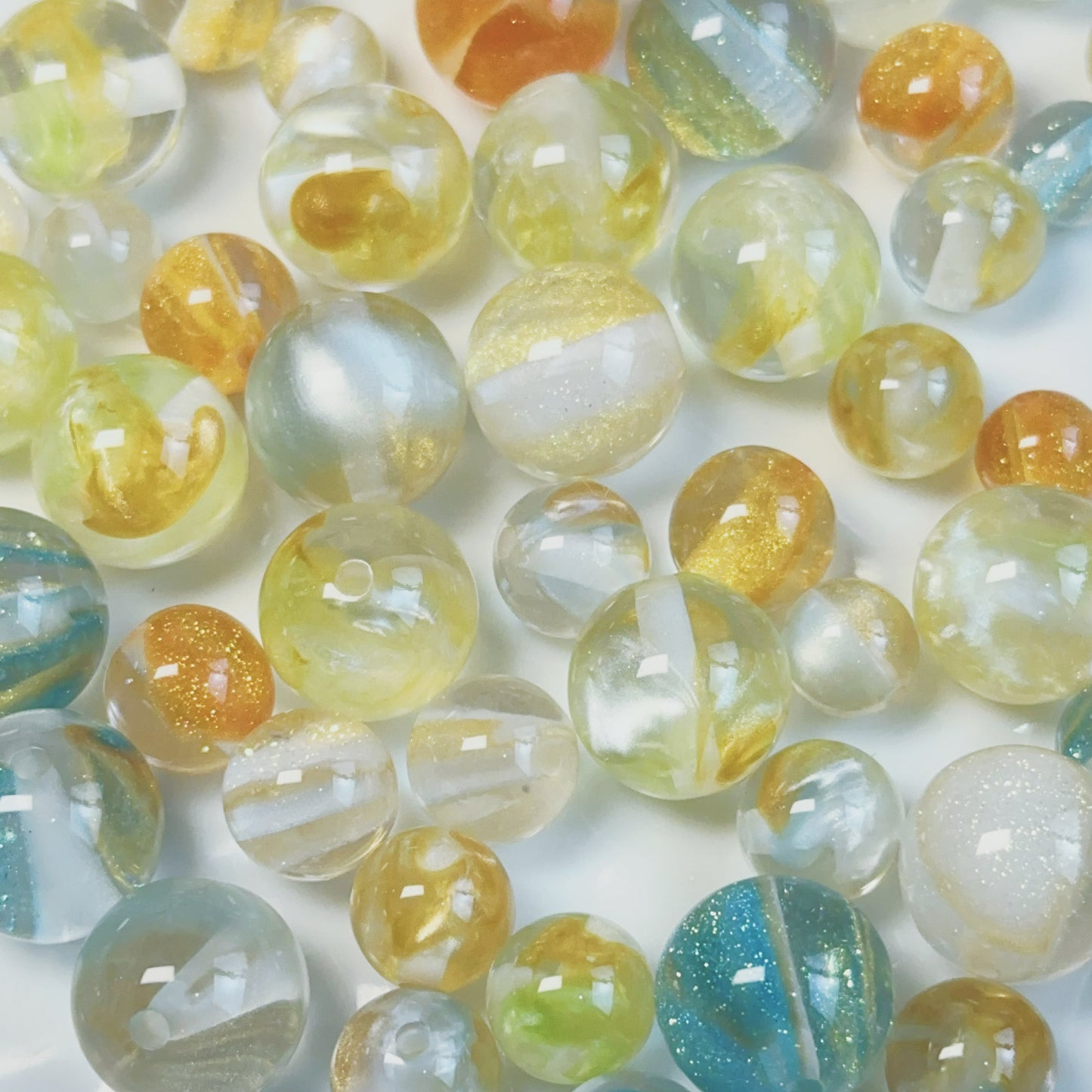 12-01 新作 - 【P0210】樹脂レジン-大きい小さなビーズ-樹脂レジンビーズ”
