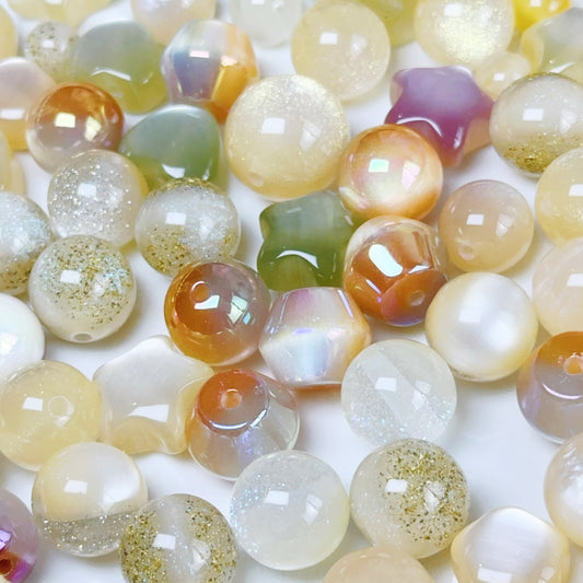 12-05 新作 - 【P0211】樹脂レジン光が変わる-大きい小さなビーズ-樹脂レジンビーズ”