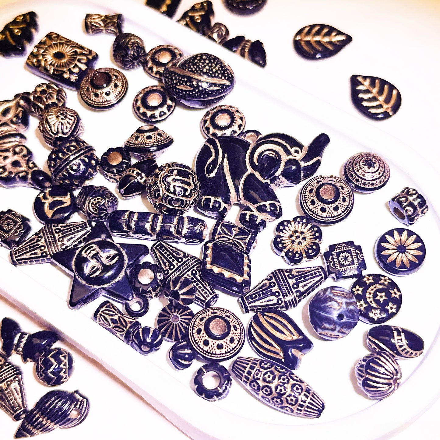 07-14 新作 - 【P0109】黒い金バロックビーズ-ビーズ