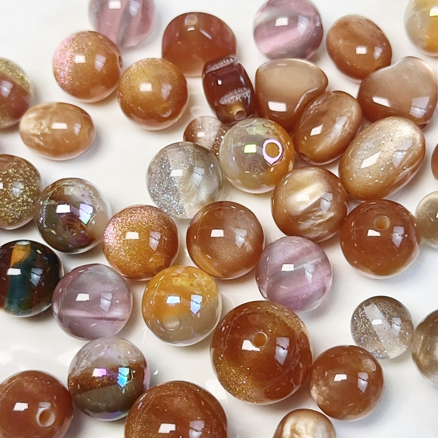 12-05 新作 - 【P0211】樹脂レジン光が変わる-大きい小さなビーズ-樹脂レジンビーズ”