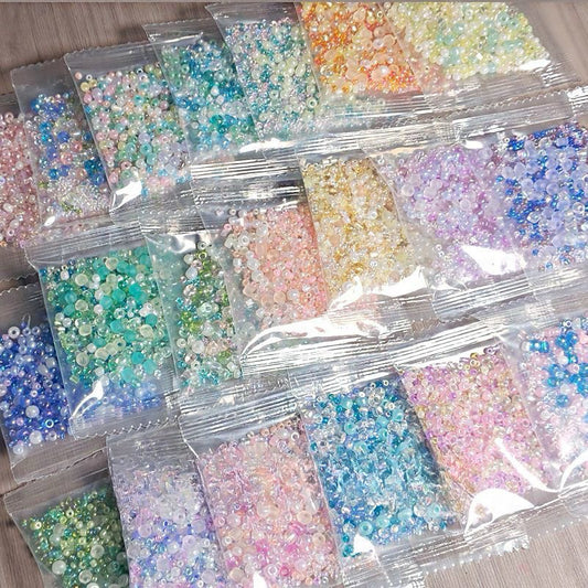 08-03【多色小さい米珠】（開封後の返品・交換はできません）-【ペアペア】