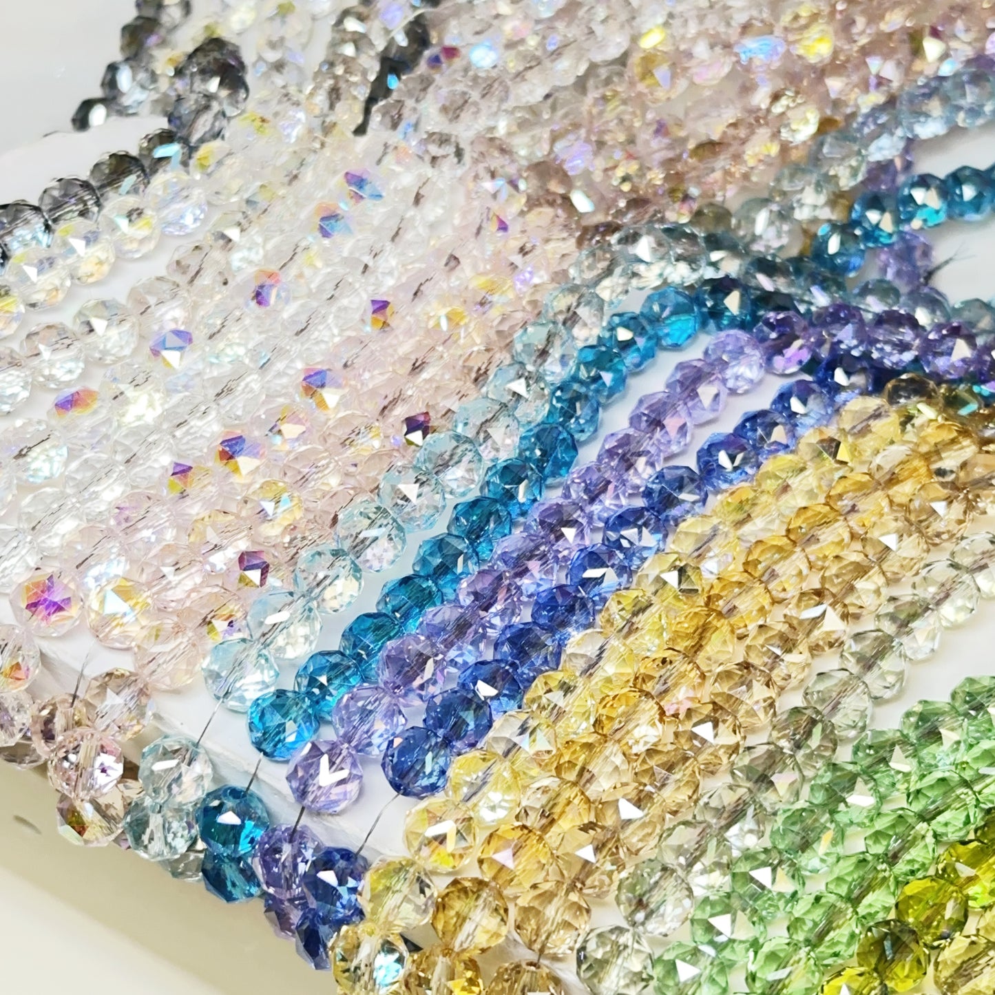 【Live開封】薄い色高品質8mm-1袋/15個-キラキラガラスビーズ