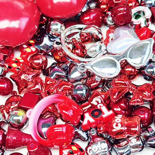 09-22 新作<福袋00173>赤銀（Xmas使ってもいい)ビーズの福袋＆多種類&配信中で開封