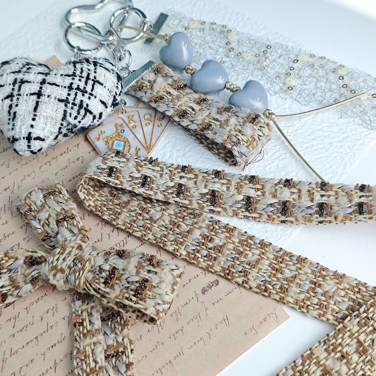 10-07 新作 - 【P0165】茶色テクスチャリボン-パーツ